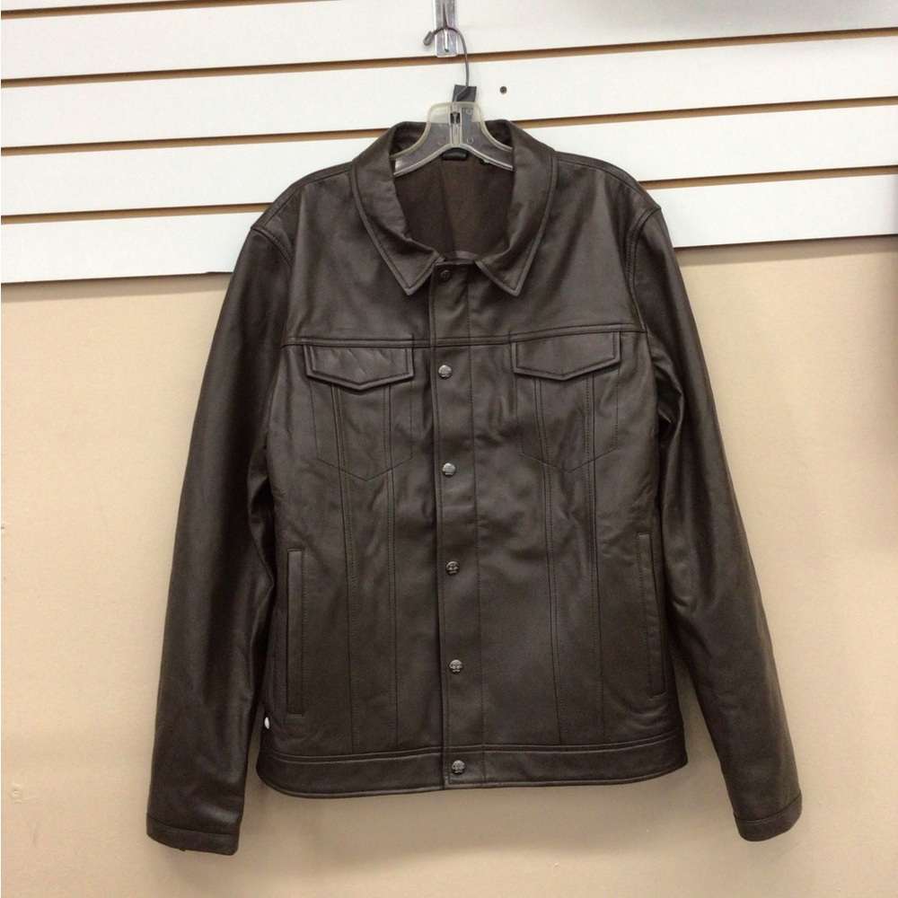 Men's Dark Brown Lightweight Leather Shirt Jacket